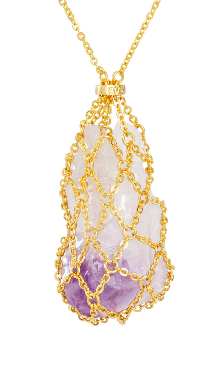 Amethyst Crystal 18k Gold Plated Necklace