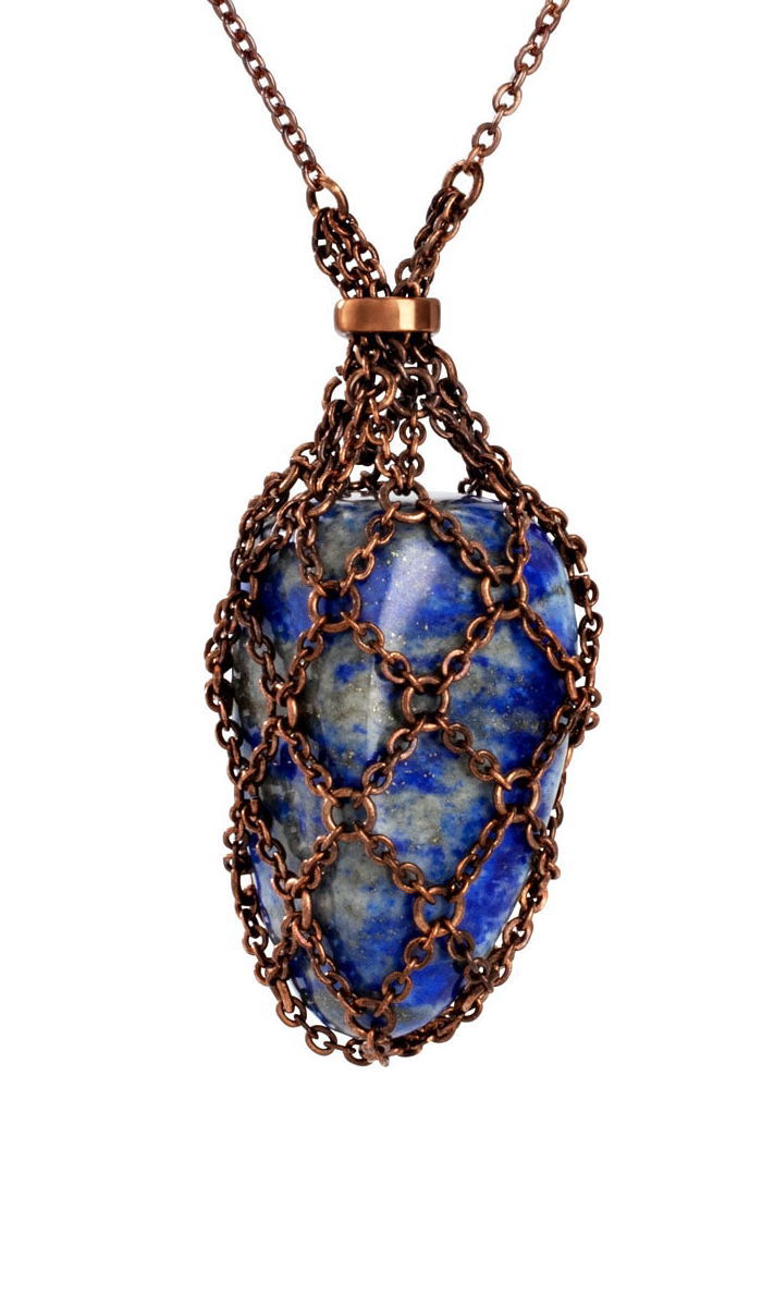 Lapis Lazuli Crystal Rustic Coffee Plated Necklace
